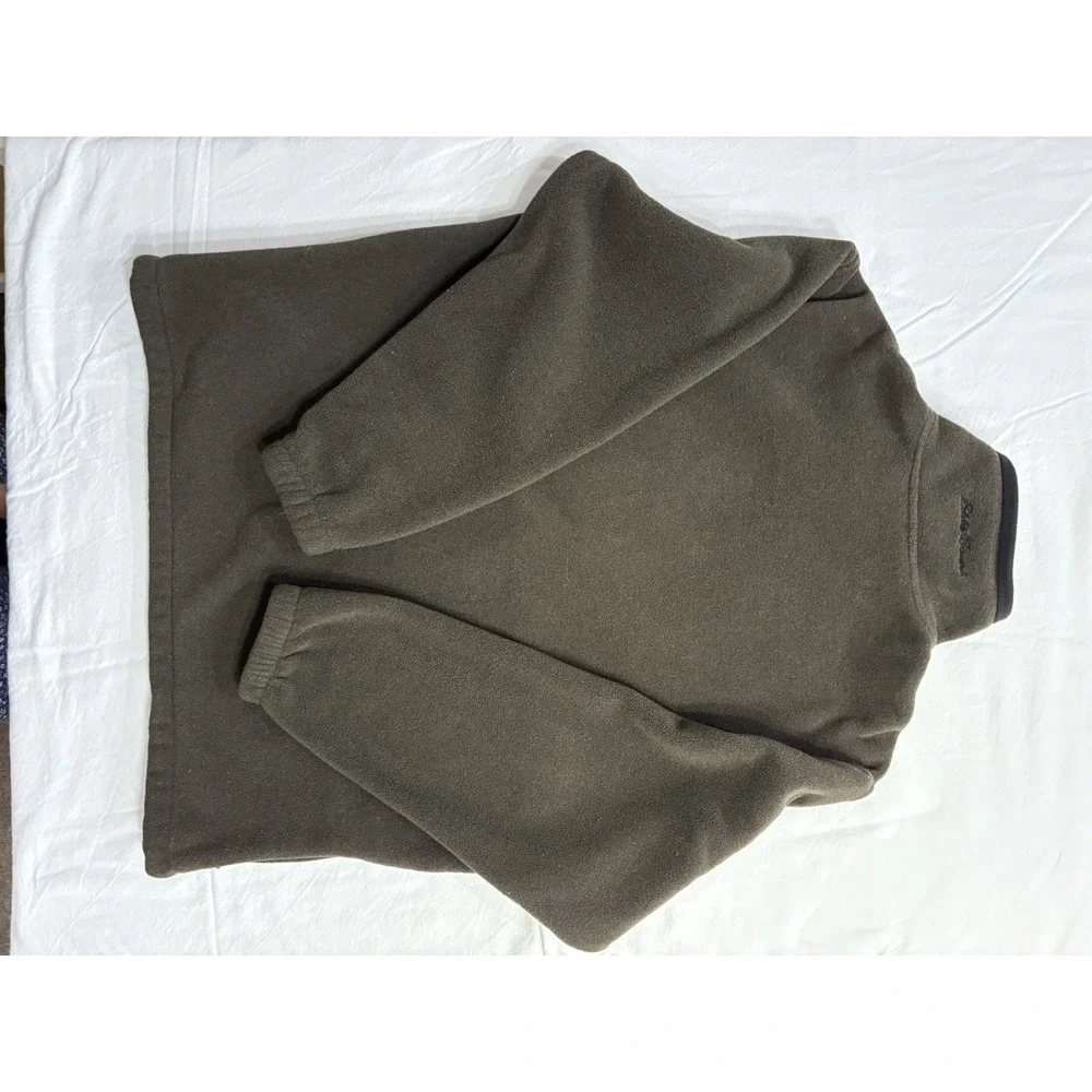 Vintage Eddie Bauer Mens L Fleece Pullover Quarter Zip Olive Outdoor Jacket - Picture 6 of 6